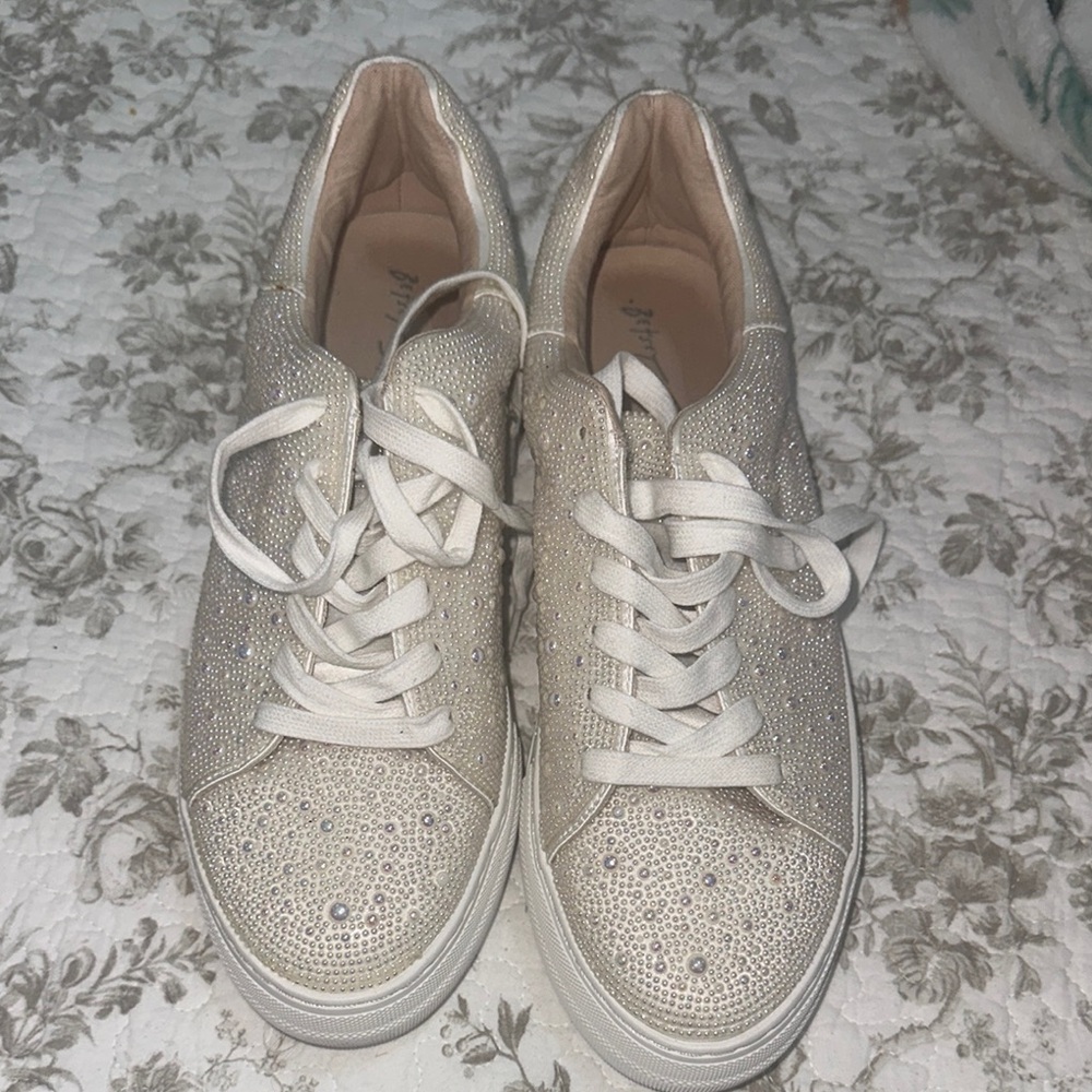 Betsey Johnson Silver Sneakers Classic Casual Design